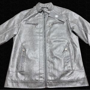 NWT, American Breed, Faux Leather Jacket, Men’s, Silver/Gray, Size XXL.